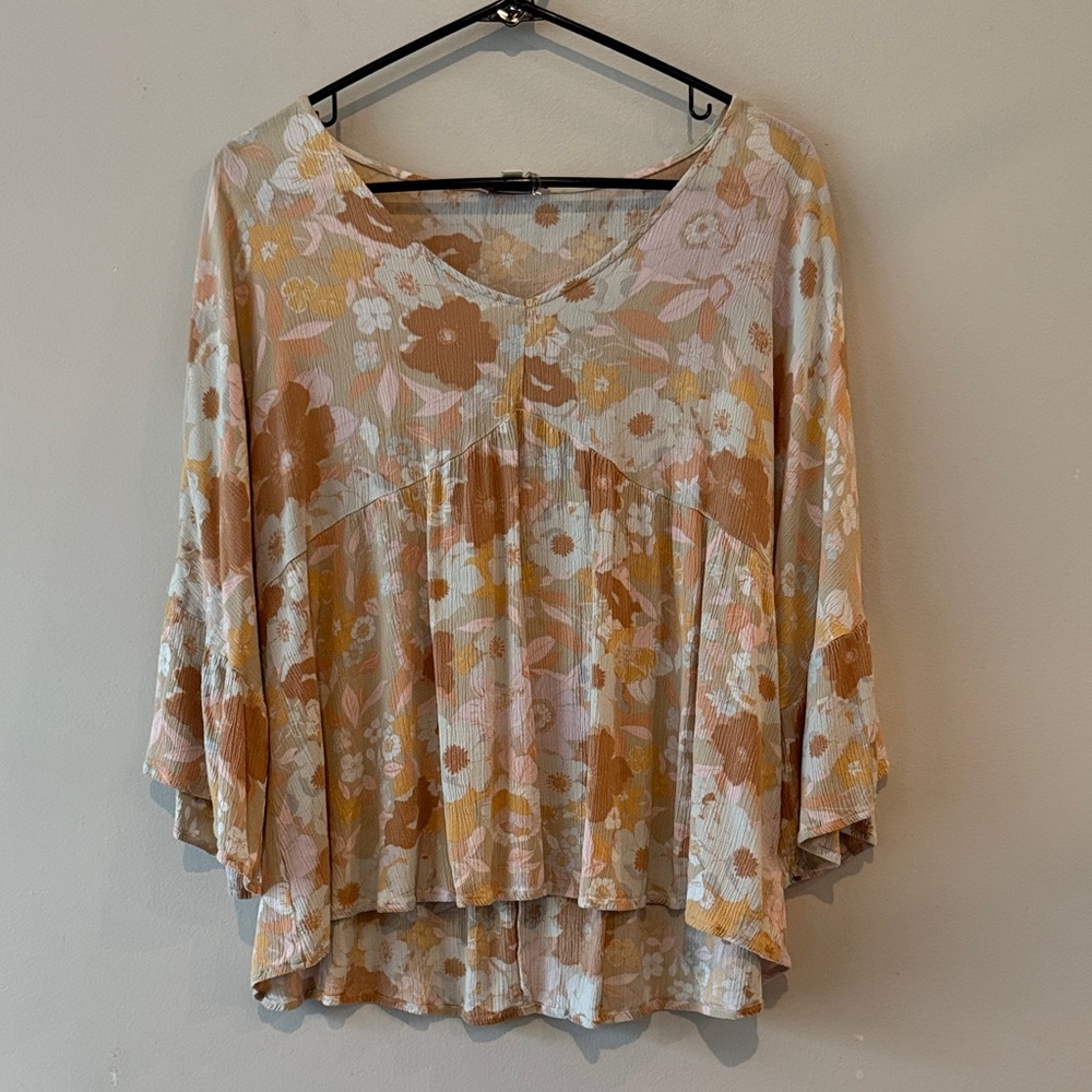 Andree Floral Blouse - Brown and Cream